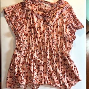 3X Women’s Plus MAURICES BabyDoll w/Pockets,V-Neck,Flared Sleeves Blouse Top